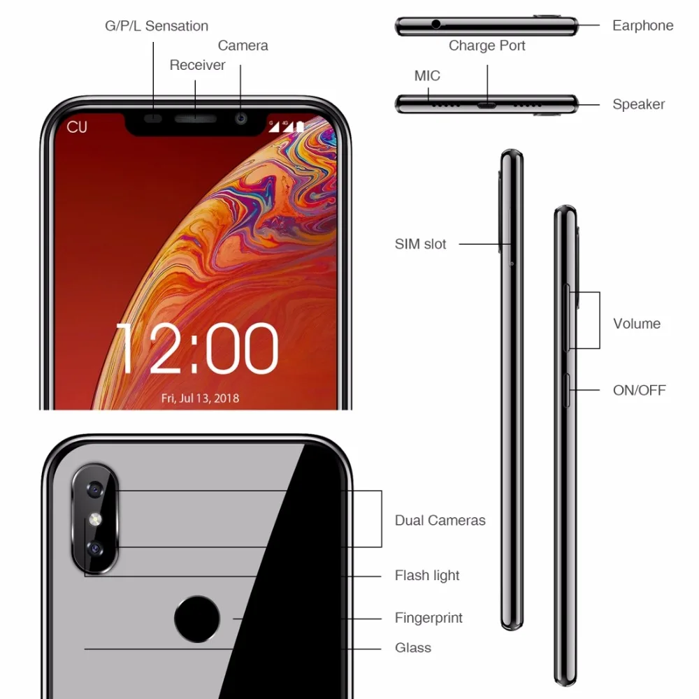 Oukitel C13 Pro смартфон Face ID 6,18 "u-вырезка Дисплей Android 9,0 2 GB Оперативная память 16 Гб Встроенная память MT6739 4 ядра Батарея 8MP + 5MP 4G мобильный