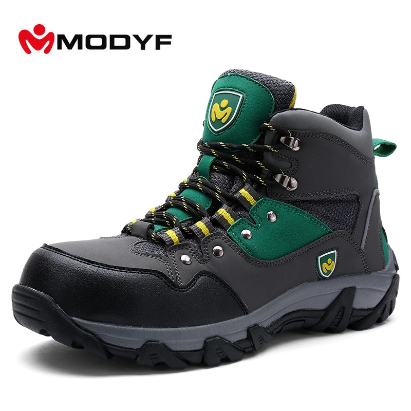 

2018 NEW MODYF Men Winter Steel Toe Work Safety Shoes Warm Ankle Boots Fashion Zipper Puncture Proof Footwear