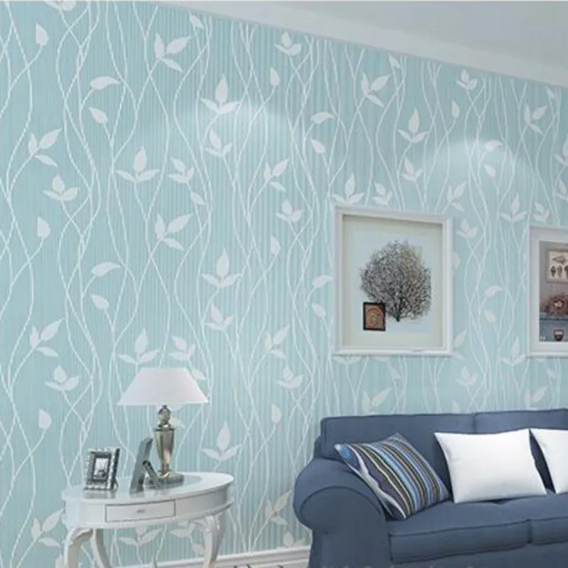 

Continental 3D wall paper non-woven wall paper bedroom living room TV wall wallpaper warm pastoral plain striped wallpaper