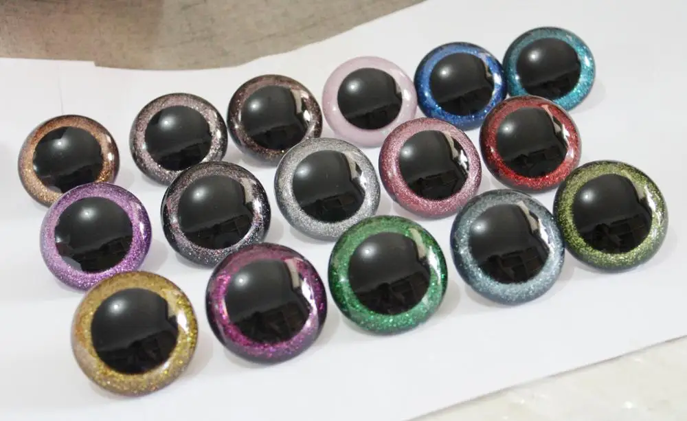 30 шт./партия-30 мм/40 мм/50 мм большие размеры круглые прозрачные для игрушек безопасные блестящие глаза+ блестящая ткань+ жесткие шайбы-размер цвет option-N16