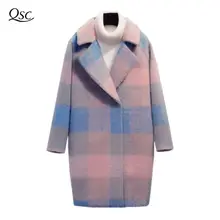 Утолщенное длинное шерстяное пальто для женщин, новинка, теплое приталенное женское пальто с v-образным вырезом и рукавами, модная зимняя женская верхняя одежда для офиса