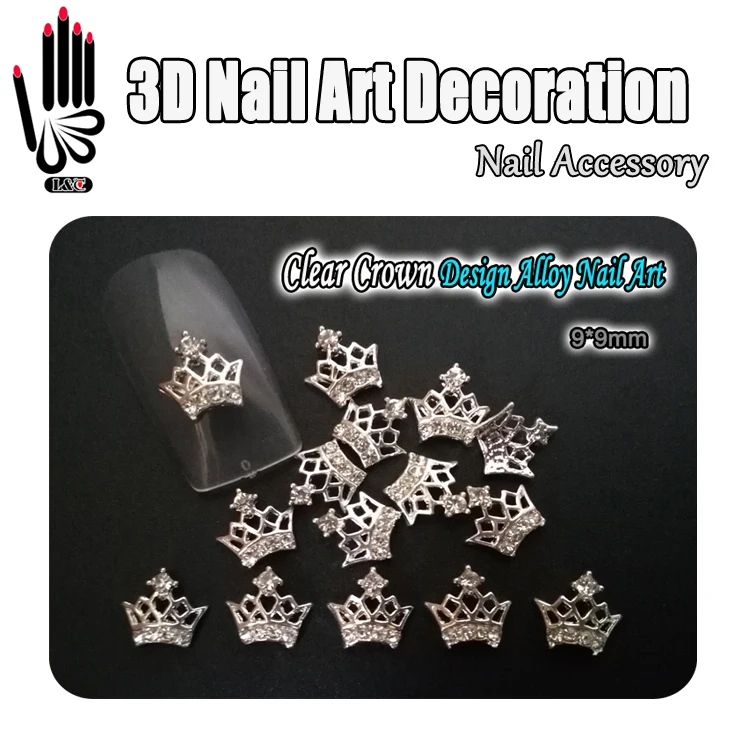 Украшение для ногтей 10 шт./лот 3D Серебряная корона дизайн прозрачные Стразы сплав