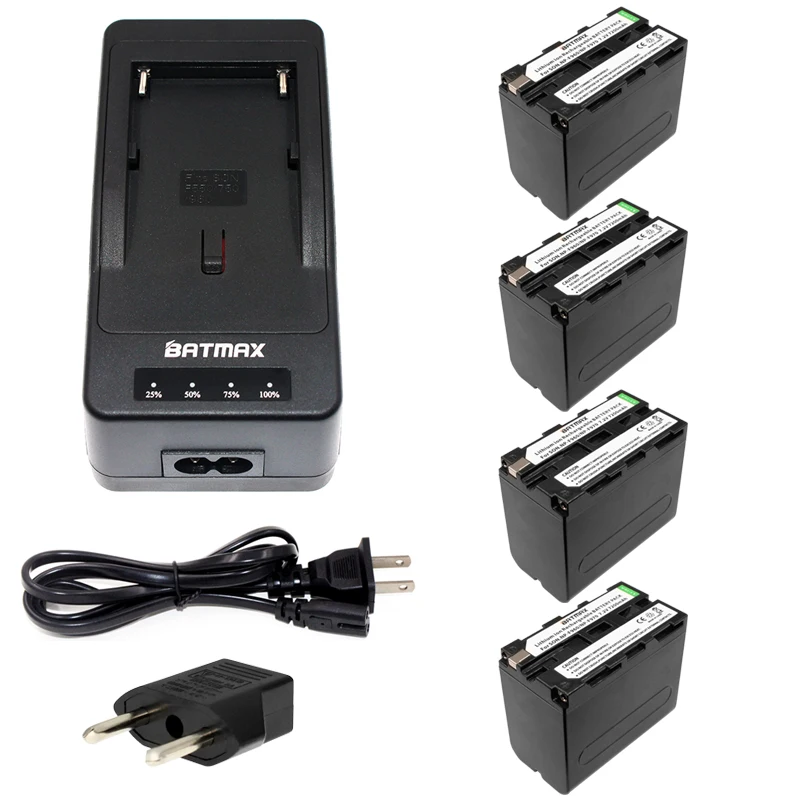 

Batmax 4pcs NP-F970 F970 NP-F960 Rechargeable Battery+1Quick Rapid Charger for SONY MVC-FD90 FD91 FD92 HVR-HD1000 F975 F970 F960