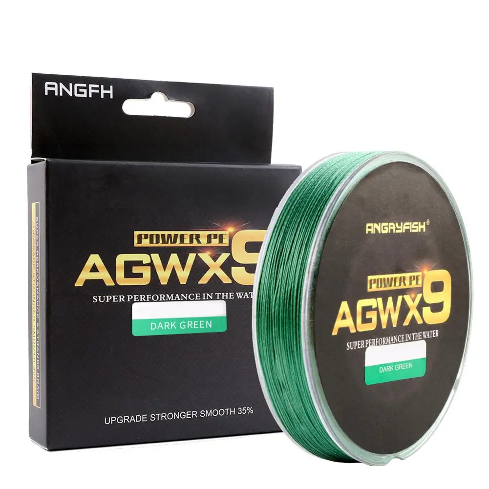 Angryfish ANGRYFISH Diominate X9 PE Line 9 прядей плетеные 300 м/327yds супер сильная леска 15LB 100LB темно