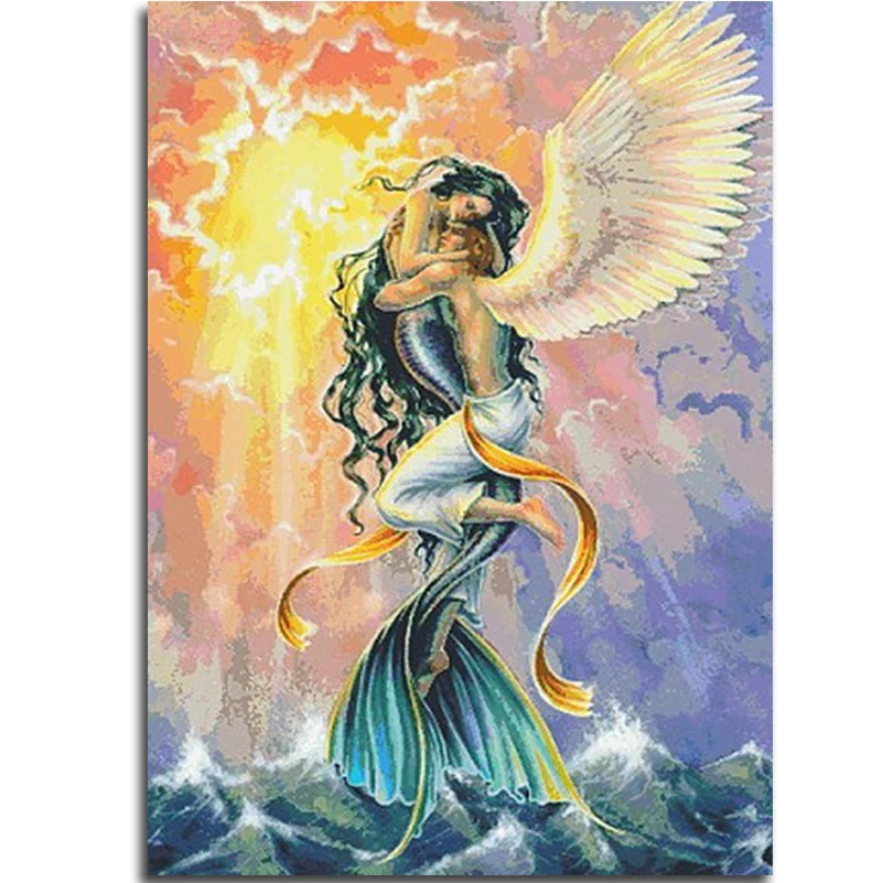 

5D DIY Putting some paintings rhinestones Male Angel Picture of the crystals Mermaid Diamond mosaic icon At sea home decorations