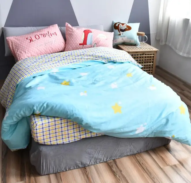 9 4 шт. милый набор постельного белья с рисунком животных пододеяльник плоский лист комплект тканевых наволочек хлопок, домашний текстиль коллекция - Цвет: 9