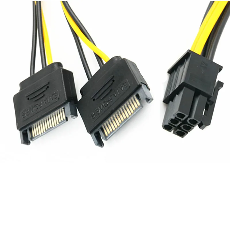 Кабель питания для видеокарты EVGA ASUS с двумя разъемами SATA 15Pin M на PCI e 6