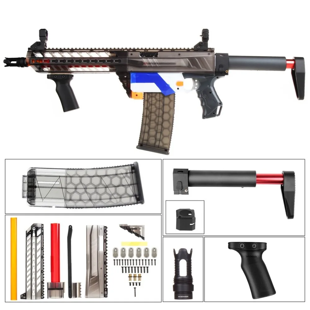 

WORKER 3D Printing Modularized Fashionable Style High Strength Plastic Mod Black Pump Kits Combo 5 Items For Nerf RETALIATOR Toy