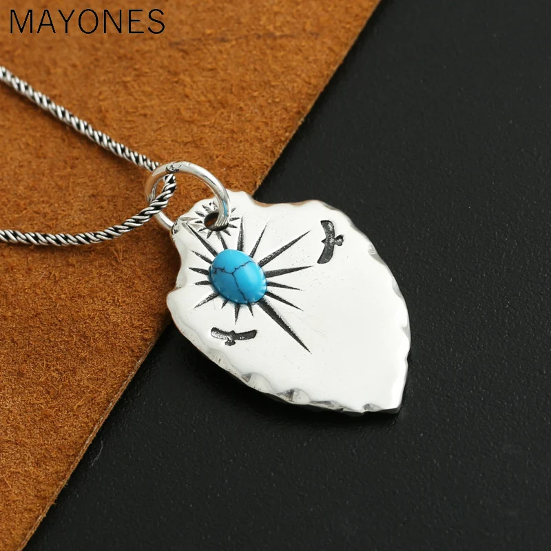 

MAYONES S925 Sterling Silver Pendant For Men And Women Turquoise Eagle Pendant Thai Silver Vintage Style Wholesale