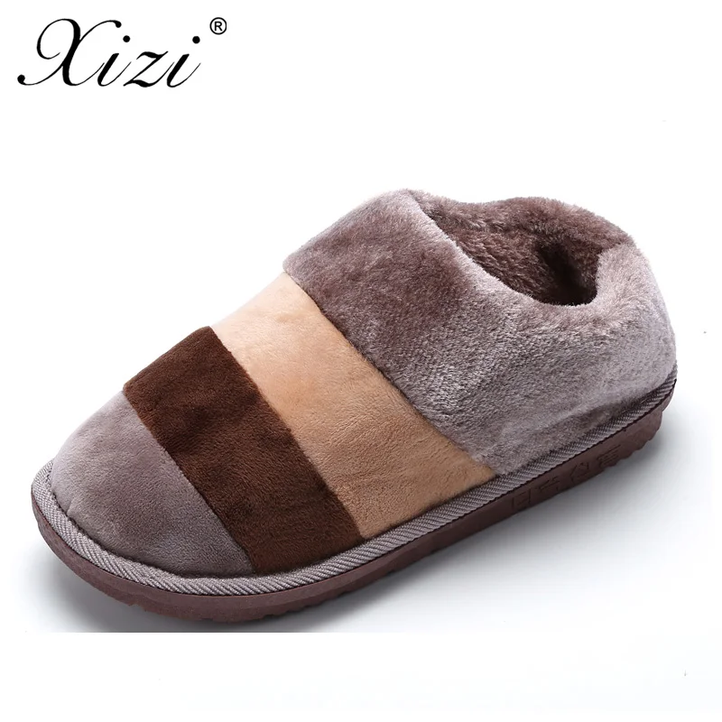 

XIZI Winter New Men's Casual Cotton Slippers fashion Quality Velvet Warm Indoor Shoes Non-slip Soft Bottom Shoes Floor Slippers