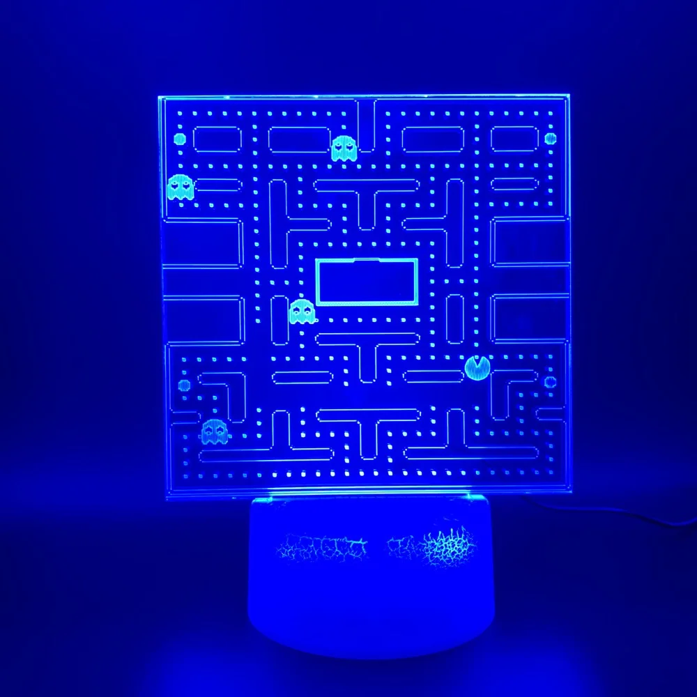 Игра PAC MAN 3D ночника украшение дома ремесла классный детский ночник яркая база сенсорный датчик Usb светодиодный 3d-ночник Pacman