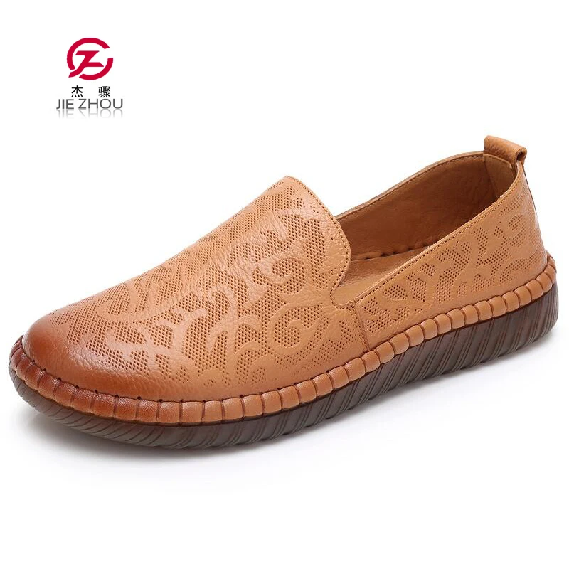 

Women Flats Spring Autumn New Fashion Loafers Genuine Leather Single Shoes Soft Casual Flat Shoes Woman Flats Mother shoes