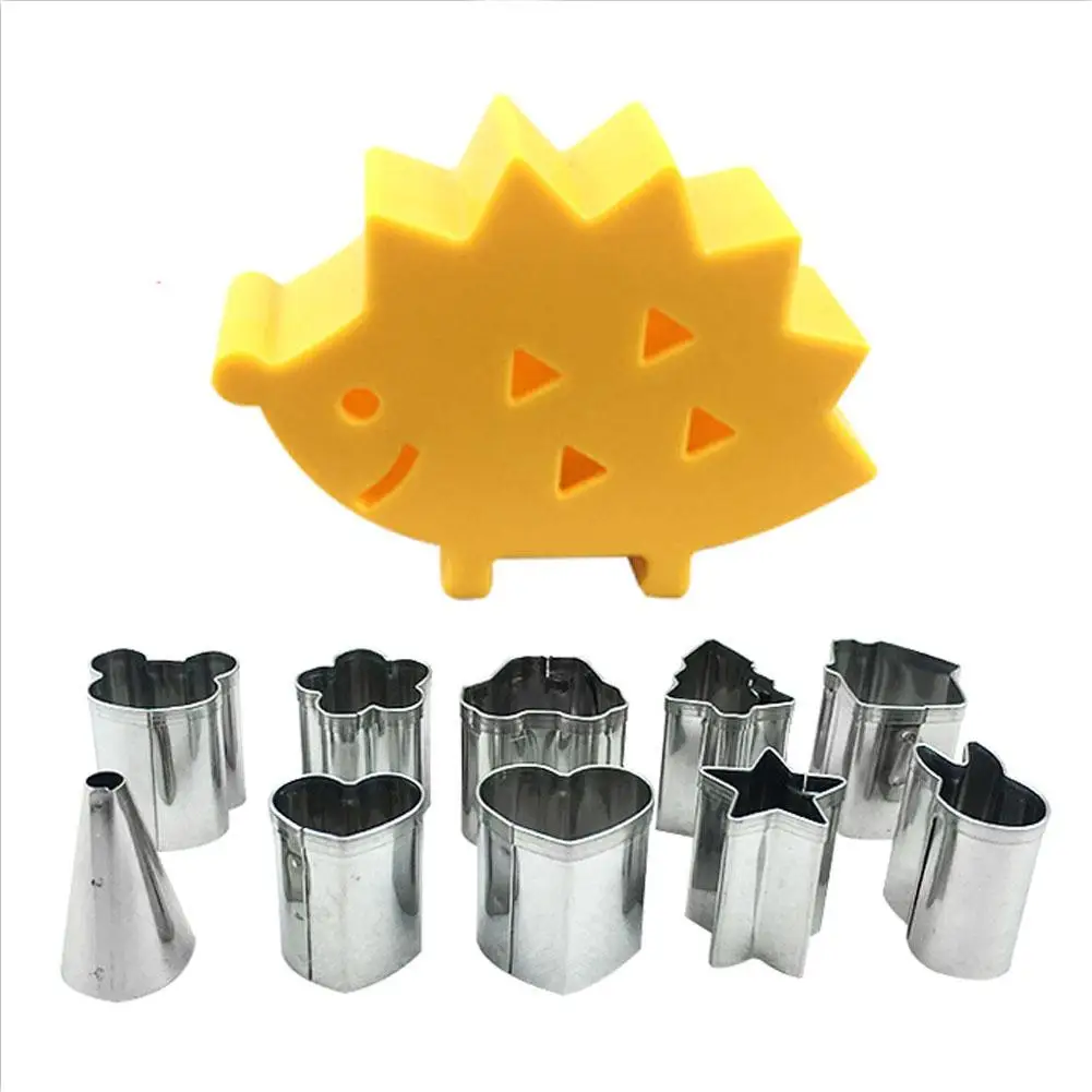 

10pcs/set Fruit Cookie Cutter Mold Hedgehog Box Design Mini Stainless Steel Mould Biscuit Fondant Kit