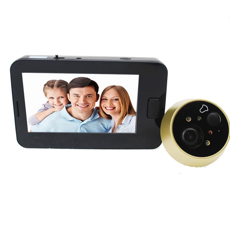 Prix OWGYML 4.3 pouces Écran Couleur Porte Judas Caméra Vidéo Sonnette Avec LED Lumières Vidéo Porte Viewer Sécurité Extérieure Mini Caméra