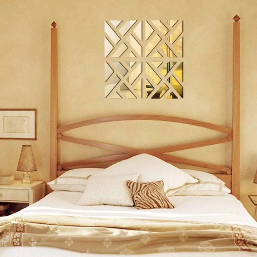 DIY акриловые зеркальные настенные наклейки, Современное украшение для дома, настенные наклейки, украшение для дома, комнаты, 3D для гостиной, крыльца - Цвет: Golden