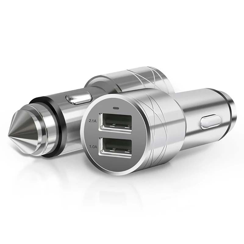 New Car Charger Metal Casing Dual USB Ports 3.6A Max Charging Universal