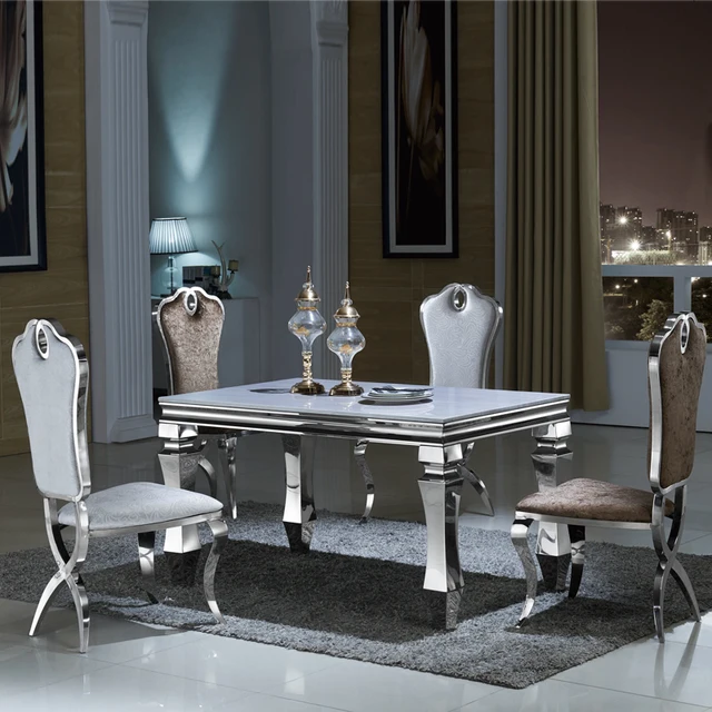 A Combination Of Stainless Steel Marble Dinette Table Small A Combination Of Stainless Steel Marble Dinette Table Small Apartment Minimalist Modern Rectangular Glass Dining
