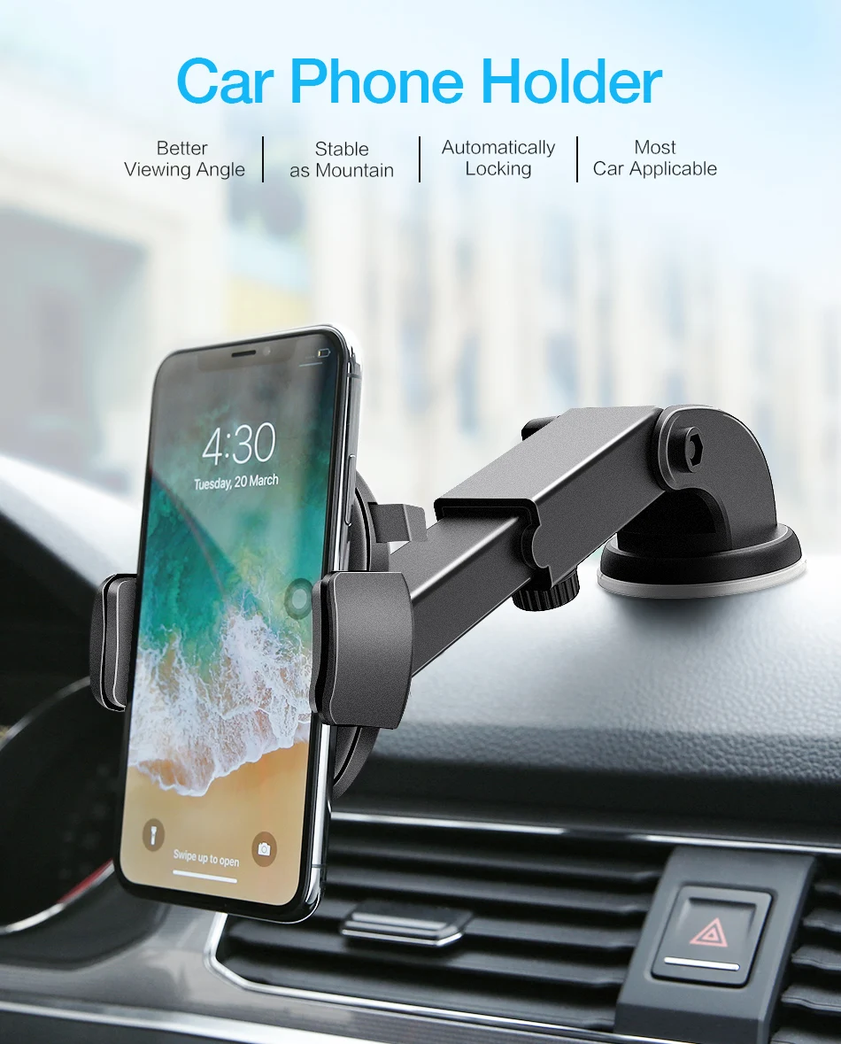 Универсальный крепкий Автомобильный держатель для телефона RAXFLY для iPhone X Xs Xiaomi Mi8 360 Вращение на лобовое стекло Автомобильный держатель для xaiomi в автомобиле