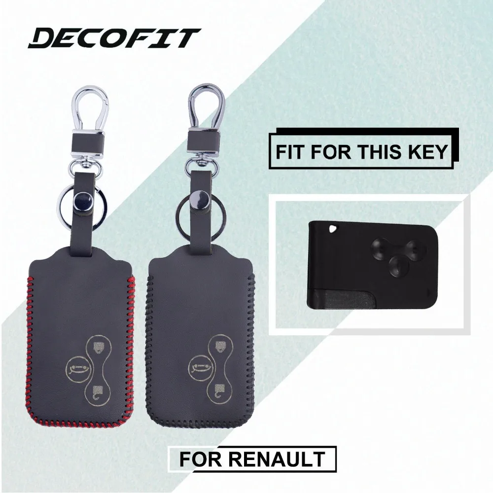 

Leather Key Cover for Renault Clio Megane Grand Scenic 3 Buttons Keychain Case Remote Fob Protector Shell