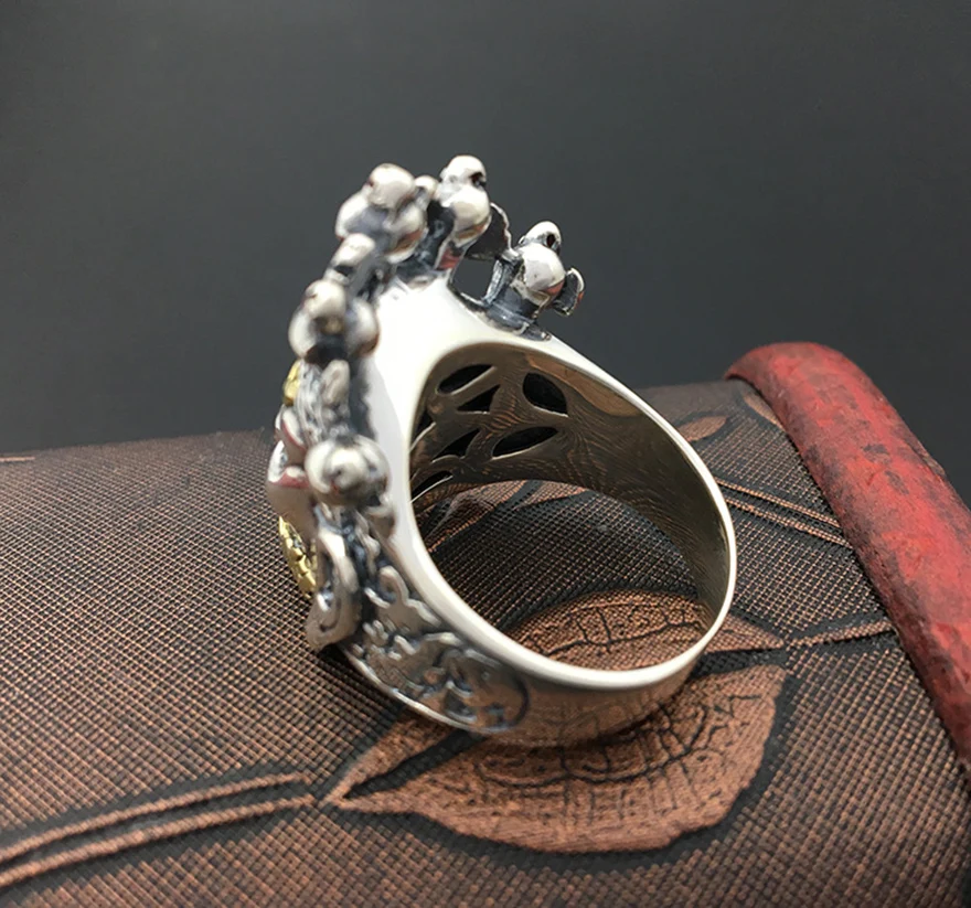 925 серебро Тхао Vetsuwan панк-рок-череп кольцо из серебра 925 пробы jewelry Кольцо Мужчины Готический anillo hombre под старину модные кольца