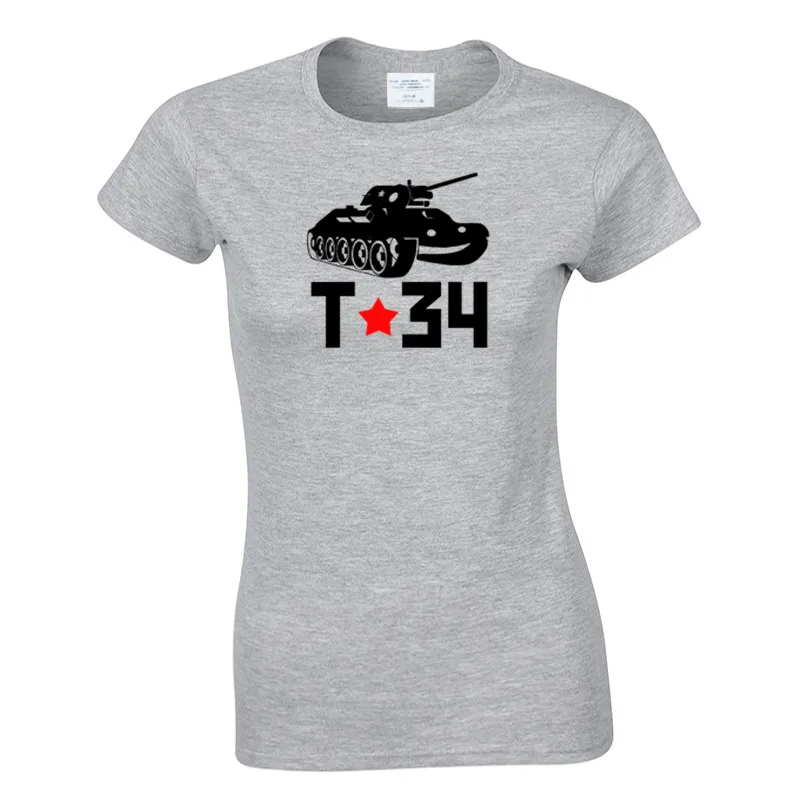 

T-34 Classical Tank Summer Lovely T Shirt Women Printing Originality O-Neck Short Sleeve T-shirt Tops Tee