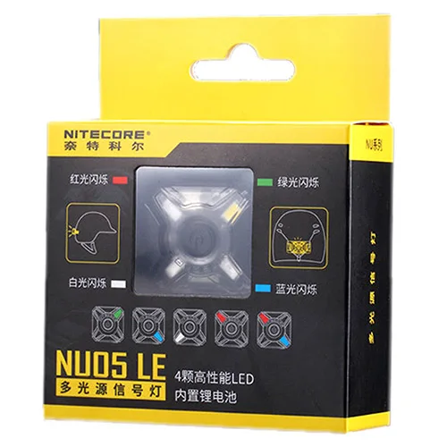 NITECORE NU05 LE мини сигнальная фара 4* красный зеленый синий белый светодиоды usb зарядка наружная фара Встроенный литий-ионный аккумулятор - Испускаемый цвет: NU05 LE