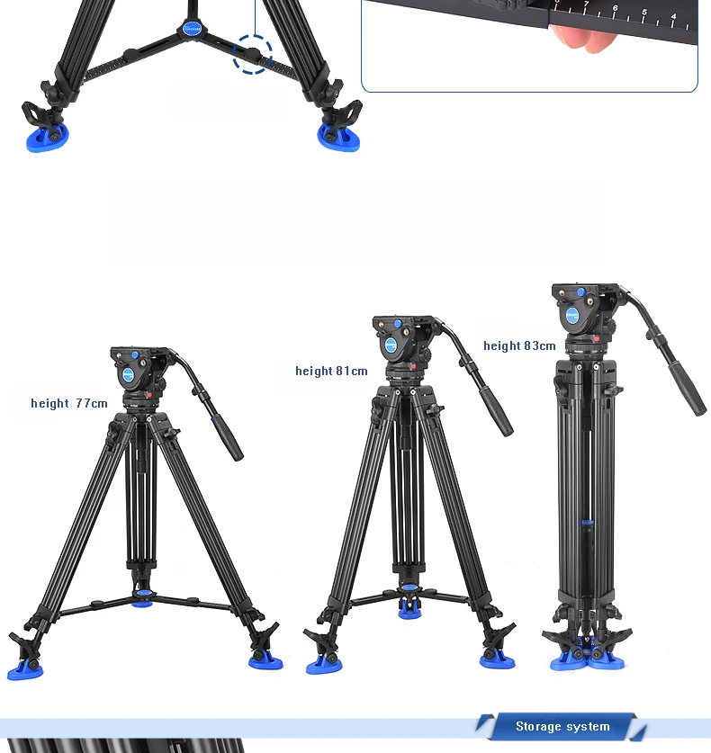 benro BV6/BV4/BV8/BV10 Series Camera Tripod Adjustable Damping Hydraulic PTZ Photography Professional Tripod