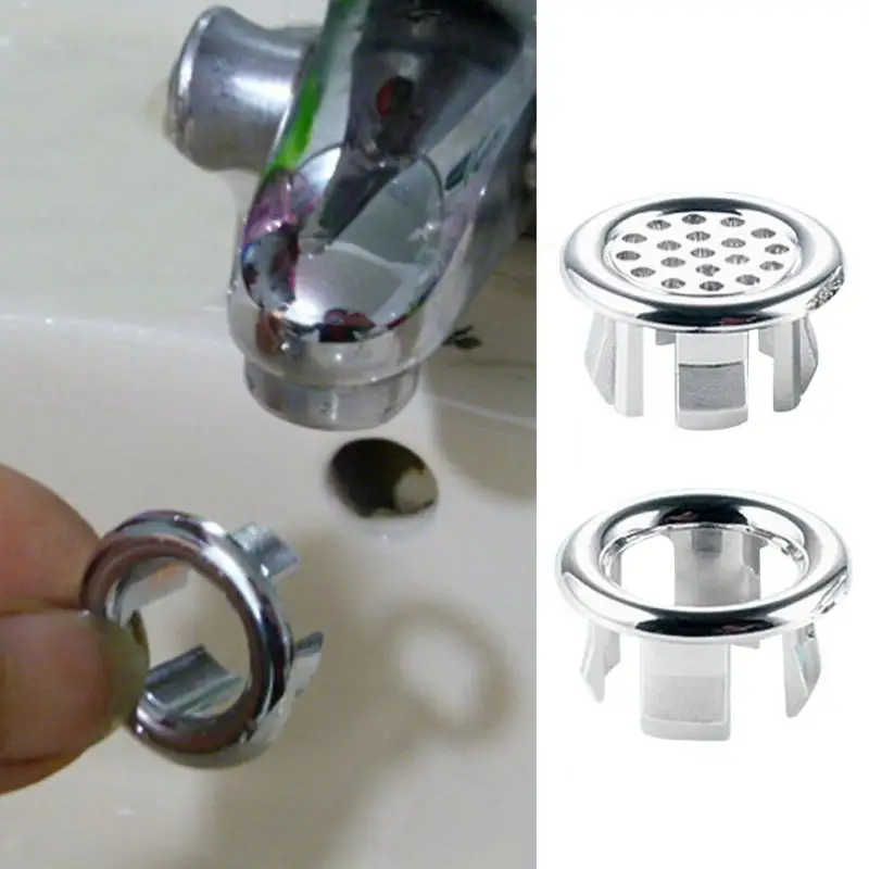 1 Pc Sink Round Ring Overflow Spare Cover Tidy Chrome Trim Bathroom Ceramic Basin Overflow Ring Bathroom Accessories