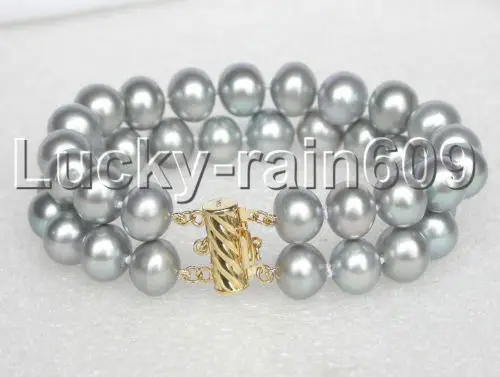 

hot sale FREE SHIPPING aa*Genuine 8" 12mm round gray Freshwater pearls bracelet 14KGP/20 clasp E1528