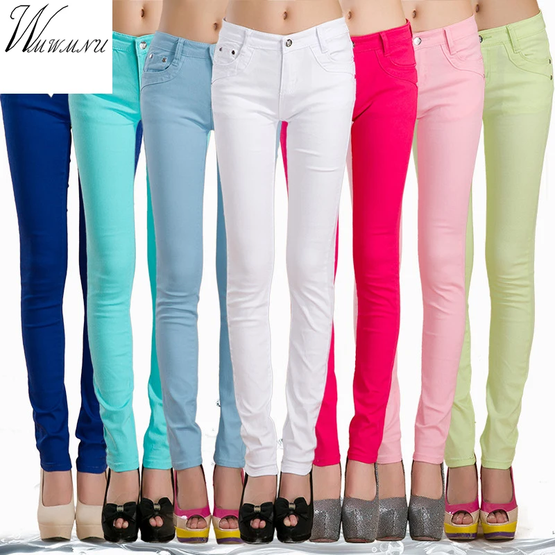WMWMNUTrousers spring and autumn new candy color pencil pants elastic thin 2017 women's casual wear feet long | Женская одежда