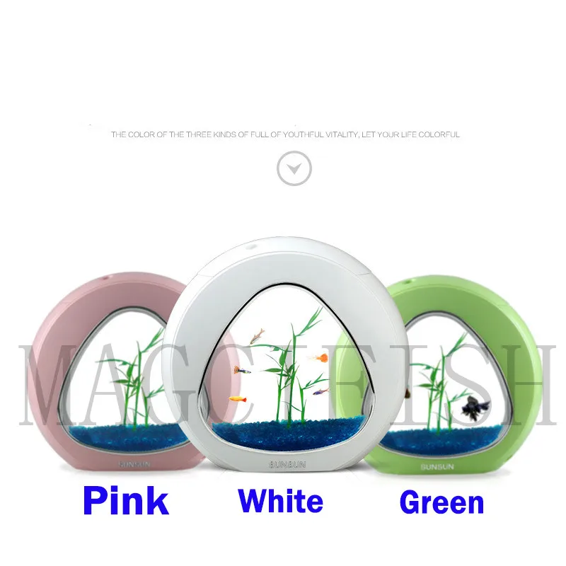 Красочный мини экологический фильтр для аквариума, мини нано-резервуар, офисный аквариум на кофейный столик, 4 л, 6 л, украшения для дома