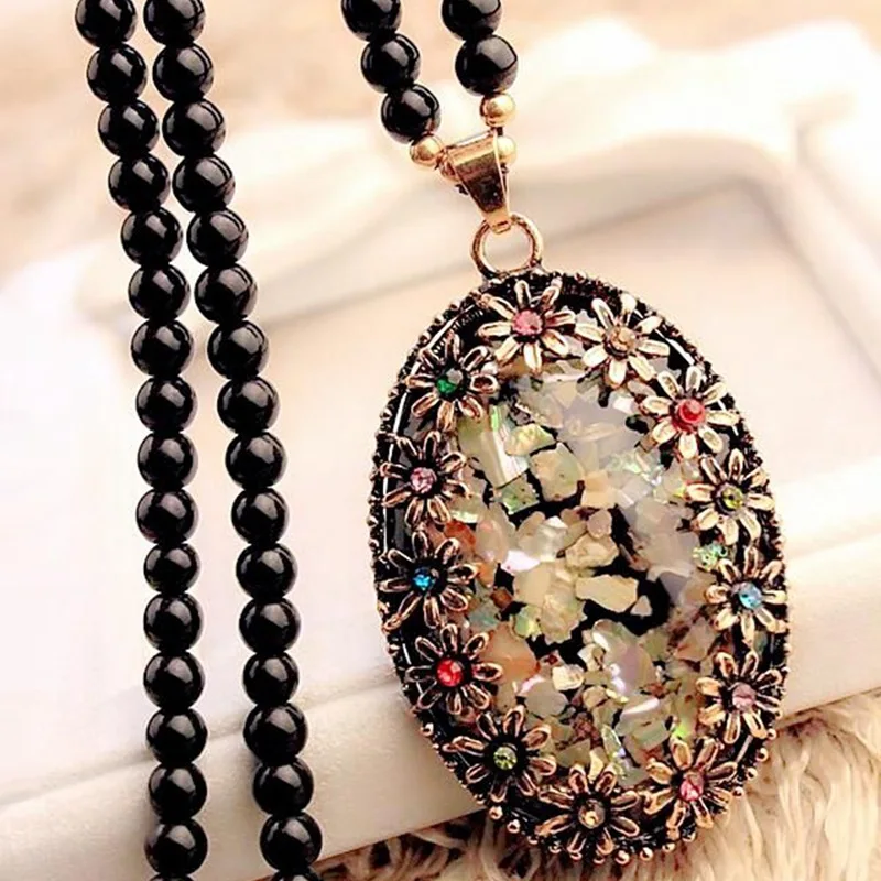 

2018 New Arrival Women Pendant Necklaces The Big Drop Long Sweater Chain All-match Decorative Crystal Necklace Cat's Eye Pendant