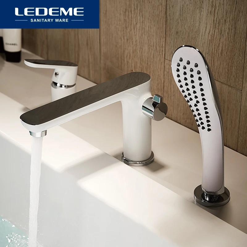 LEDEME Bathtub Faucet Bath Shower Faucet Waterfall Wall Bathroom Set Shower Tap Bath Mixer torneira grifo ducha L1153W L1153