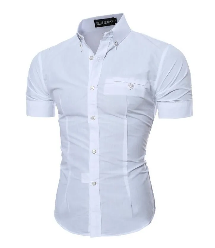 Мужская рубашка с коротким рукавом, тонкая летняя рубашка, чистый цвет, короткий рукав, хит продаж, стиль тортов