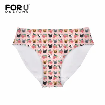 

FORUDESIGNS French Bulldog Print Lady Brief Fashion Women Invisible Sexy Underwear Woman Panties Spandex Seamless Crotch Briefs