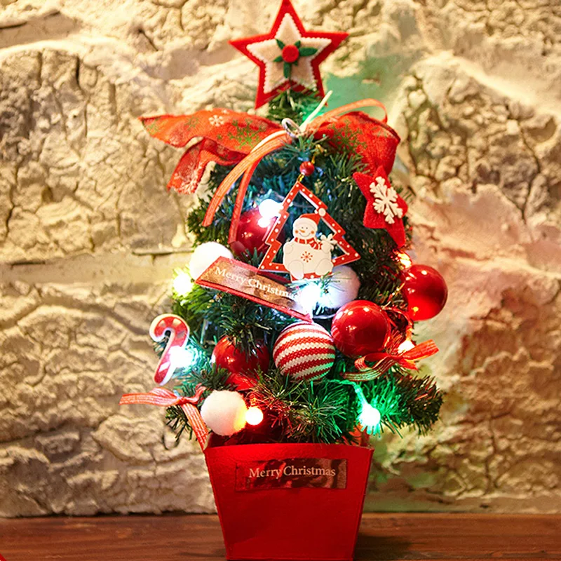 

60cm Mini Christmas Trees Decorations A Small Pine Tree Placed In The Desktop Festival Home Party Ornaments Lights Party Handmad