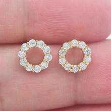 Золотой цвет AAA+ кубический цирконий Модные женские прозрачные CZ милые круглые гвоздики серьги ювелирные изделия