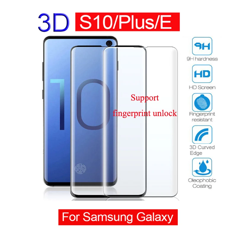 100 шт/партия 3D изогнутое стекло для samsung galaxy s10 plus s10e протектор экрана samsung s10 s10+ s10 5G закаленное стекло полное покрытие