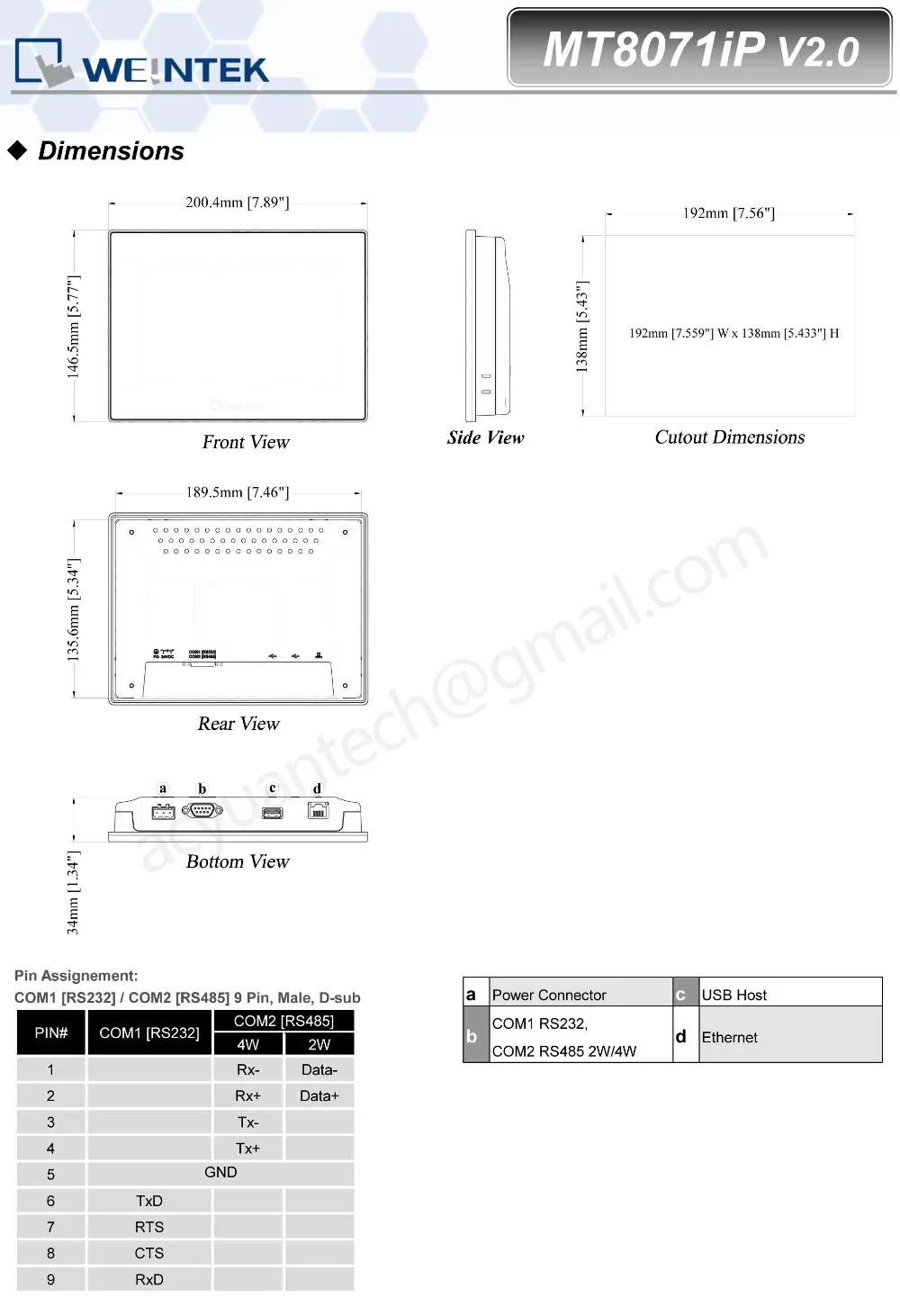 MT8071iP " WEINVIEW/Weintek HMI с Ethernet TFT ЖК-дисплей 800*480 weintek 7 дюймов Ethernet HMI