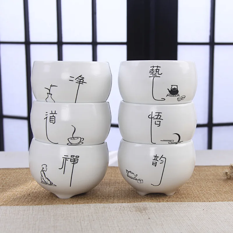 6 pieces pack Jingdezhen tea cup special hand painted ceramic kiln