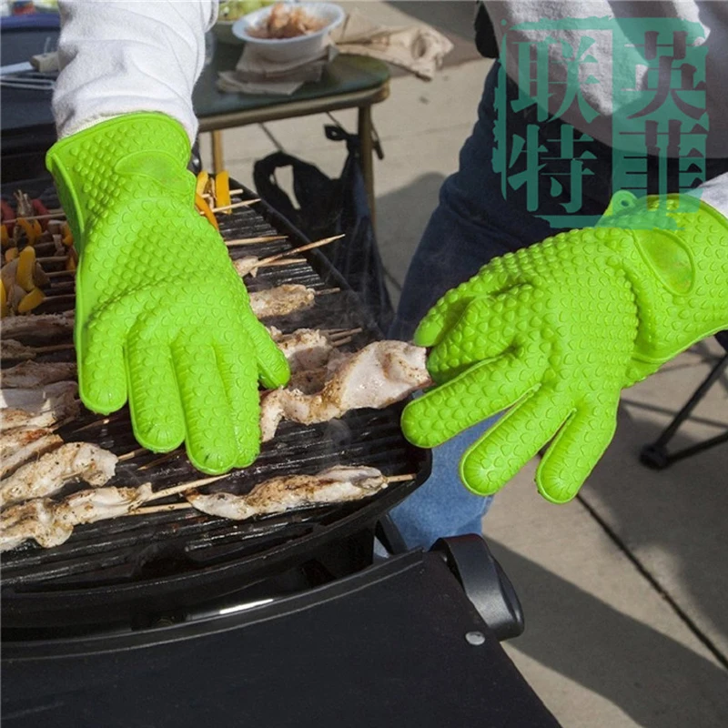 

Silicone Glove Kitchen Heat Resistant Gloves Temperature Resistant Gloves Cooking Baking BBQ Oven Gloves Kitchen Accessories