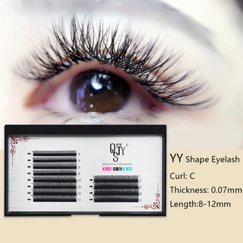 

YY Shape Individual Eyelashes Extension Quick Bloom Faux Mink Eyelash 0.07 C Curl Thick Long Natural Handmade Eye Lashes Makeup