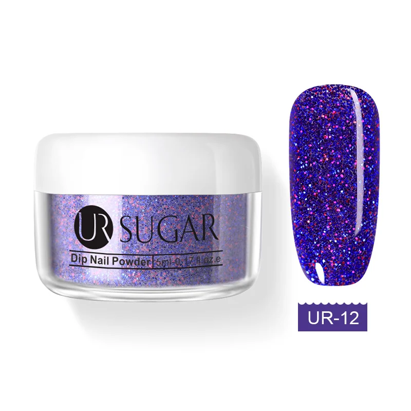 Ur Sugar 5 мл голографическая погружающаяся пудра для ногтей Блестящий Блеск пыль розовый погружающийся порошки для ногтей натуральный сухой без лампы лечения украшения - Цвет: Glitter 12