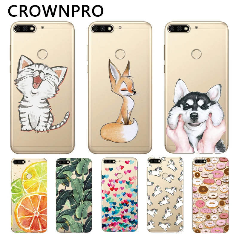 

CROWNPRO For Huawei Honor 7C Case Cover Silicone For Huawei Honor 7C Case Soft Back Cover Clear For Honor7c PRO Case Painted Tpu