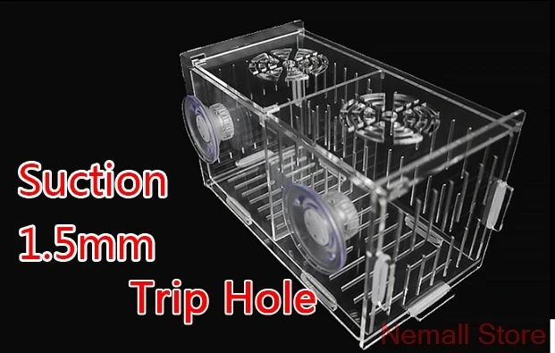 Аквариум акриловый аквариум разведение изолирующая коробка с комнатами для маленьких рыб - Цвет: 1.5mm trip suction