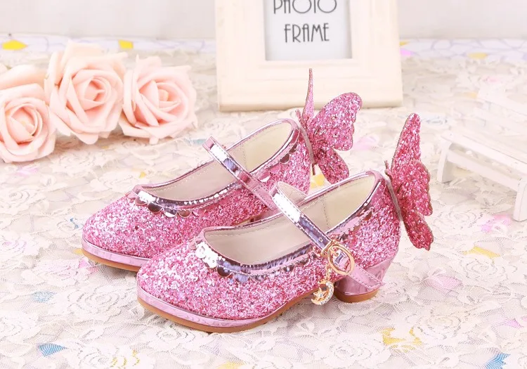 WENDYWU/Весенняя детская кожаная обувь для девочек розовые туфли принцессы для детей преддошкольного возраста из кожи ПУ Туфли на каблуке вечерние блестящие туфли mary jane