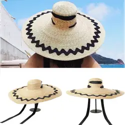 Новый дизайн, элегантные большие солнцезащитные защитные повязки, модная Солнцезащитная шляпа, Пляжная, анти-УФ, складная Соломенная