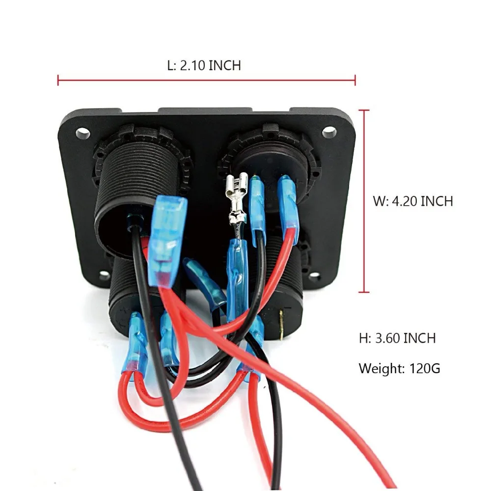 4 in1 прикуривателя + Вольтметр + Dual USB + кулисный переключатель для автомобиля Boat морской RV грузовик