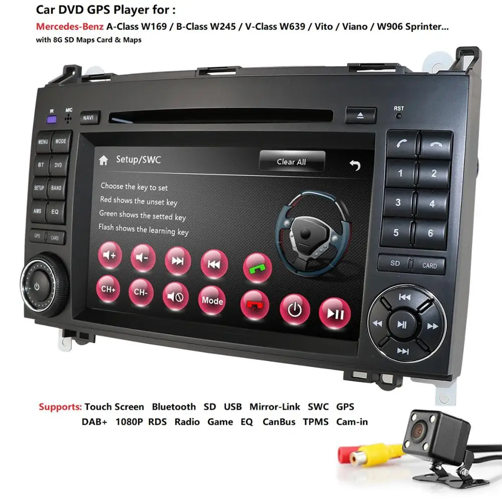 Clearance 2 Din 7 Inch Car DVD Player For Mercedes/Benz/Sprinter/W209/W169/Viano/Vito/B200 DAB BT GPS Navigation Radio RDS BT Mirrorlink 1