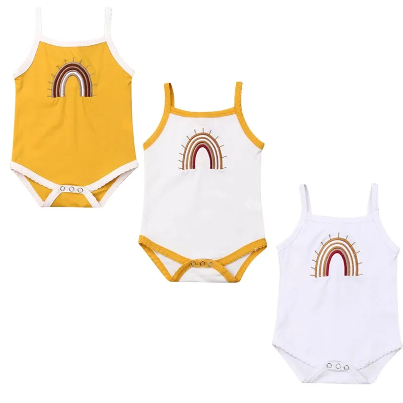 

New Toddler Baby Girls Solid Color Sling Bodysuit Rompers Sunsuit Cotton Clothes